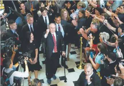  ?? Jose Luis Magana, The Associated Press ?? House Republican Whip Steve Scalise walks with his wife, Jennifer, as he leaves the House chamber in the Capitol on Thursday.