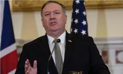  ??  ?? Pompeo is on a five-day tour of Greece, Turkey, Croatia and Italy. Photograph: Nicholas Kamm/AFP/Getty Images