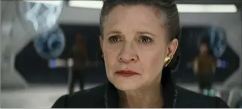  ?? LUCASFILM VIA AP ?? This image released by Lucasfilm shows Carrie Fisher as General Leia in “Star Wars: The Last Jedi,” in theaters on Dec. 15.