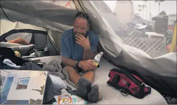  ?? JAE C. HONG — THE ASSOCIATED PRESS ?? Scott See was among the homeless residents along the Venice boardwalk last month. An effort by Los Angeles Councilman Mike Bonin and the St. Joseph Center in the past month has helped 191people find shelter.