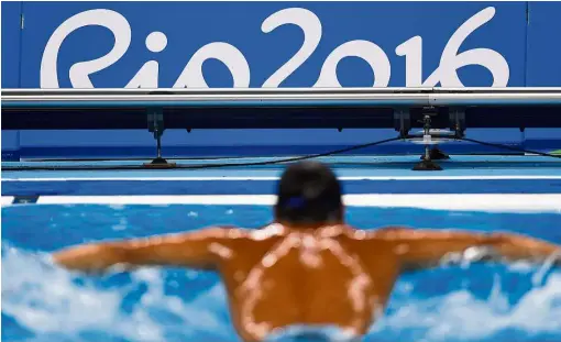  ??  ?? A hair’s breadth: the electronic timing at the pool in rio can be recorded to a millionth of a second by swiss timers Omega. — AFP