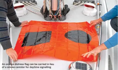  ??  ?? An orange distress flag can be carried in lieu of a smoke canister for daytime signalling