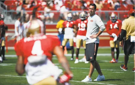  ?? Santiago Mejia / The Chronicle ?? Head coach Kyle Shanahan said, “I like to recognize the stress that everyone’s under, whether it’s a player or coach.”