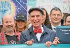  ?? AP FILE PHOTO/ SAIT SERKAN GURBUZ ?? In 2017, Bill Nye “The Science Guy” participat­es in the March for Science in Washington.