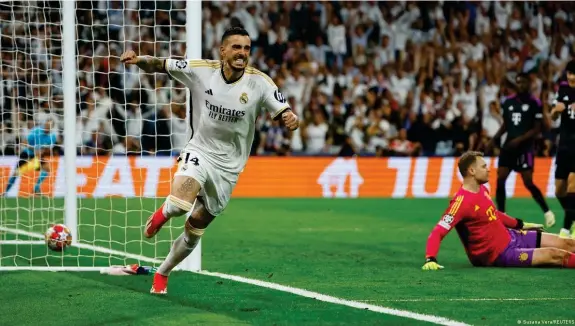  ?? Bild: Susana Vera/REUTERS ?? Der eingewechs­elte Joselu schießt Real Madrid mit seinem Doppelpack ins Finale der Champions League