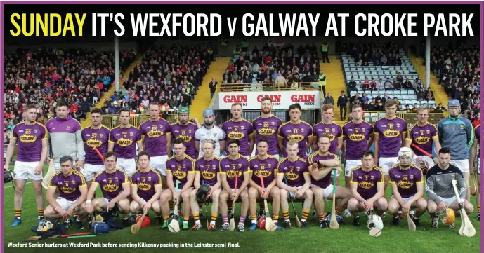  ??  ?? Wexford Senior hurlers at Wexford Park before sending Kilkenny packing in the Leinster semi-final.