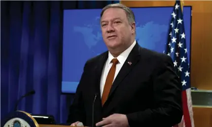  ??  ?? Mike Pompeo speaks during the state department’s annual report on human rights, on Wednesday in Washington DC. Photograph: José Luis Magaña/AP