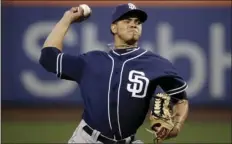  ??  ?? San Diego Padres starting pitcher Dinelson Lamet delivers a pitch during the first inning of a baseball game against the New York Mets on Thursday in New York. AP PHOTO/FRANK FRANKLIN II