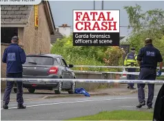  ??  ?? FATAL CRASH Garda forensics officers at scene