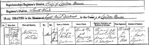  ??  ?? Copy of GRO death certificat­e for William Webster