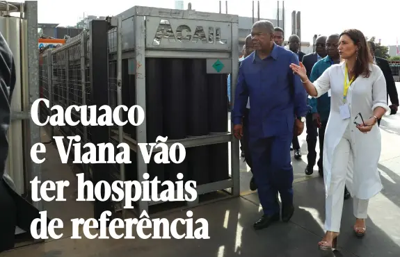  ?? KINDALA MANUEL | EDIÇÕES NOVEMBRO ?? Presidente da República, João Lourenço, durante a visita a uma fábrica de produção de oxigénio industrial e medicinal em Viana