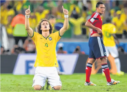  ?? Picture: EPA ?? BELIEVE: David Luiz, scorer of Brazil’s second goal, reacts after the final whistle at Fortaleza. Brazil will meet Netherland­s or Costa Rica in the last four.