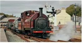  ?? OWEN HAYWARD ?? Its final event weekend before being withdrawn for overhaul, No. 4 Palmerston departs Porthmadog with a goods working bound for Rhiw Goch.