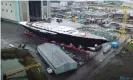  ?? Photograph: Dutch yachting/Youtube ?? Jeff Bezos’s superyacht Y721 at the shipyard.