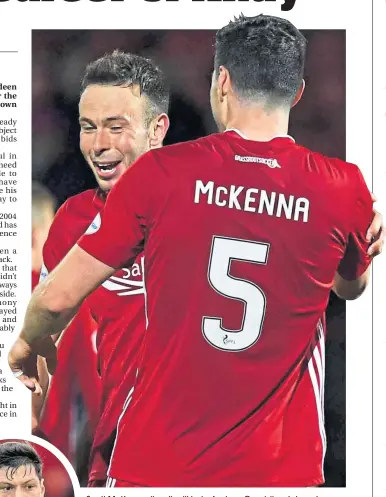  ??  ?? Scott Mckenna (inset) will help Andrew Considine (above) celebrate 500 games as a Don against St Johnstone today