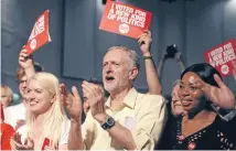  ?? Photo: REUTERS ?? Labour Party leadership candidate Jeremy Corbyn applauds the audience and supporters during a rally in London yesterday.