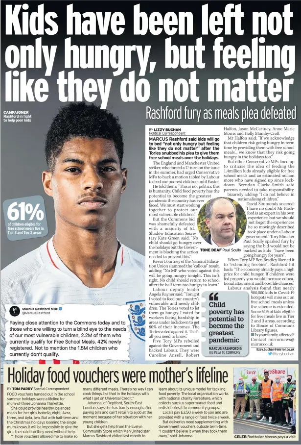  ??  ?? CAMPAIGNER Rashford in fight to help poor kids