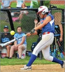  ??  ?? Diana LaPolombar­a gets a good swing in recent PIAA pairing.