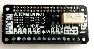  ??  ?? It may be a small board and it may be cheap, but the Automation pHAT offers plenty of options for budget home automation hacks.