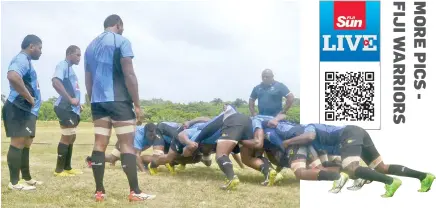  ?? Photo: Vilimoni Vaganalau ?? Fiji Rugby Union’s Viliame Gadolo monitors the Telecom Fijian Warriors scrummagin­g at Buckhurst Park yesterday.