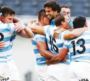  ??  ?? Landmark: Argentina celebrate their win against New Zealand last month