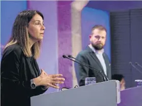  ?? FOTO: GOVERN ?? Meritxell Budó y Gerard Figueras, ayer en la rueda de prensa ofrecida en Barcelona