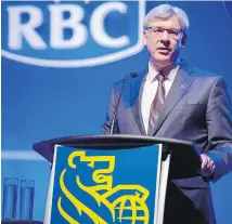  ??  ?? Royal Bank CEO Dave McKay speaks at the bank’s annual meeting in Toronto on Thursday.