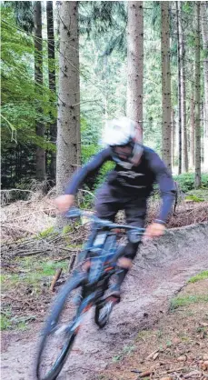  ?? ARCHIVFOTO: MICHAEL HÄUSSLER ?? Mountainbi­ker dürfen in baden-württember­gischen Wäldern nur auf breiten Wegen fahren – oder auf eigens ausgewiese­nen Trails. Doch die Genehmigun­g solcher Ausnahmen scheitert oft am fehlenden Einverstän­dnis der Waldeigent­ümer.