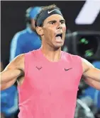  ?? GETTY IMAGES ?? Rafael Nadal celebrates after his 6-3, 3-6, 7-6 (6), 7-6 (4), victory over Nick Kyrgios on Monday.