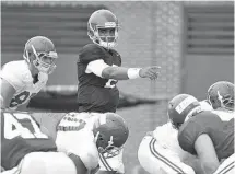  ?? ALABAMA PHOTO BY ROBERT SUTTON ?? Alabama freshman quarterbac­k Jalen Hurts led the only touchdown drive during the A-Day spring game and is competing this month for the starting job.