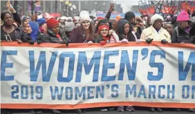  ?? JACK GRUBER/USA TODAY ?? Marchers gather for the third Women's March on Jan. 19, 2019, in Washington, a protest that drew an estimated 100,000 people.