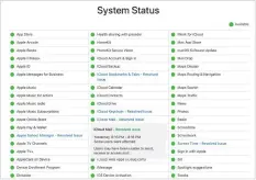  ?? ?? Apple’s System Status page gives details of current and recent interrupti­ons to each of its iCloud, and other, services.