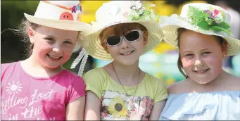  ??  ?? Anna Darcy, Niamh O’Donnell and Amaia McNeece enjoying the good weather in Julianstow­n