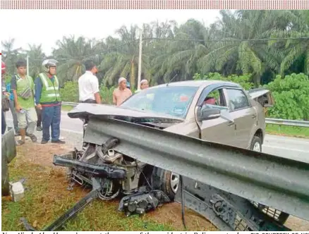  ?? READER
PIC COURTESY OF NST ?? Nur A’isah Abu Hassan’s car at the scene of the accident in Baling yesterday.