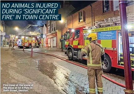  ?? ?? Fire crews at the scene of the blaze at 1st 4 Pets in Bath Street, Ilkeston