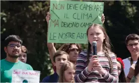  ??  ?? Greta Thunberg in Rome. ‘When Greta takes to the stage today she will see hundreds of people her age who aren’t afraid to take a stand.’ Photograph: Matteo Nardone/Pacific Press via ZUMA Wire/REX/Shuttersto­ck