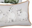  ??  ?? Bunny friends Rabbit print cushion, £19, mandco.com >>