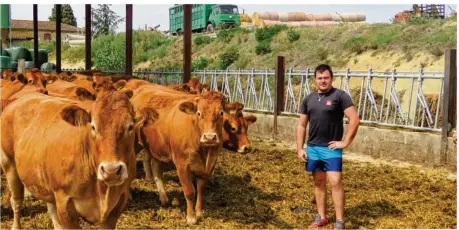  ??  ?? Jérémy Lamouroux élève des vaches de race Limousine à la ferme des Lamouroux de Couffin, située à Lagarde.