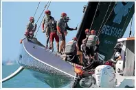  ??  ?? Team UK’s struggles continue, striking mechanical problems against Luna Rossa.