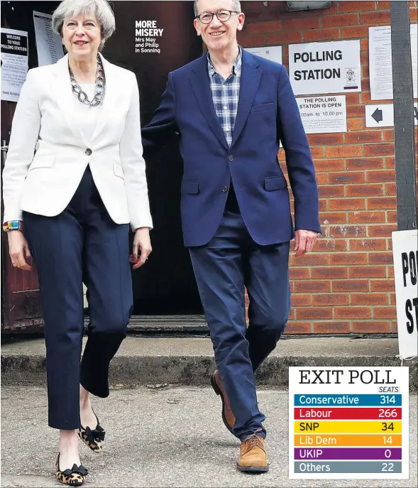  ??  ?? MORE MISERY Mrs May and Philip in Sonning