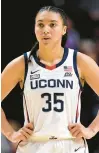  ?? JESSICA HILL/AP ?? Uconn’s Azzi Fudd pauses during the Huskies’ quarterfin­al against Georgetown in the Big East tournament on March 4 in Uncasville.