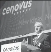  ?? Ted Rhodes, Calgary Herald ?? Cenovus president and CEO Brian Ferguson addresses the annual general meeting on Wednesday. He later said he is in no rush to make a partnershi­p deal.