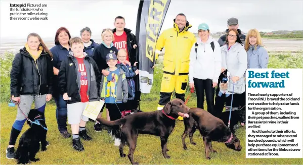  ??  ?? Intrepid Pictured are the fundraiser­s who put in the miles during their recent wellie walk