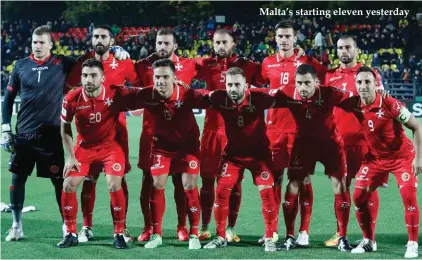  ??  ?? Malta’s starting eleven yesterday