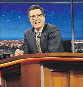  ?? RICHARD BOETH/CBS ?? The Late Show host Stephen Colbert wouldn’t apologize Wednesday for a joke he made Monday about the U.S. and Russian presidents having oral sex. In fact, Colbert said he “would do it again.”