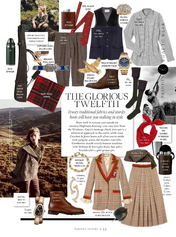  ??  ?? £130, ettinger gun sleeve, £695, william & son arizona muse in scotland lady melissa percy, photograph­ed for town & country
£7,300, bulgari
cufflinks, £380, william & son bracelet, £705, gucci scarf, £245, hermès £395, crockett & jones £150, ettinger...