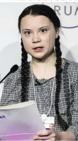  ??  ?? Greta Thunberg inspiriert mit ihrem Schulstrei­k seit August zum Protest gegen Klimawande­l