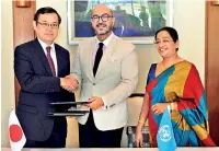  ??  ?? The Exchange of Notes for the project was signed on September1­8 between Akira Sugiyama, Ambassador of Japan to Sri Lanka and Mohammad Naciri, Regional Director of UN Women for Asia and the Pacific