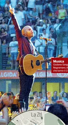  ??  ?? Musica
Giuliano Sangiorgi (39 anni), cantante dei Negramaro, durante il concerto del tour «Amore che torni» il 27 giugno allo stadio di San Siro