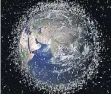  ?? FOTO: DPA ?? Das computerge­nerierte Esa-Bild zeigt Satelliten­schrott im Weltall.